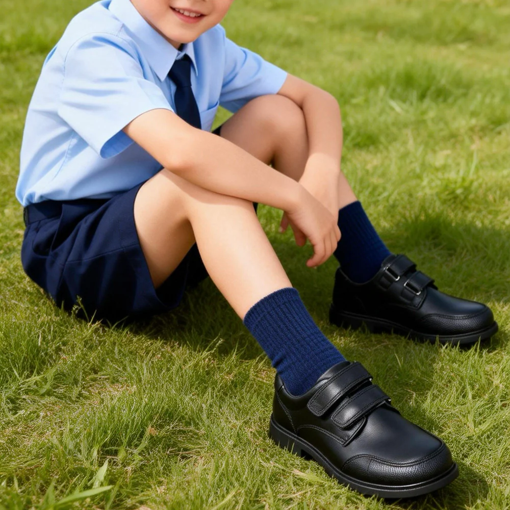 SpinGo Kids Black School Shoes with Velcro Straps – EU 28