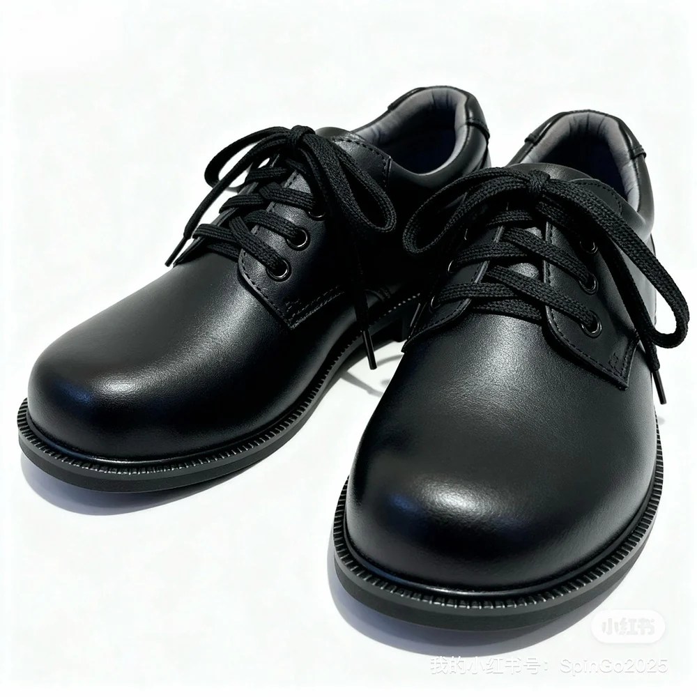SpinGo Lace-Up Black School Shoes – Full-Grain Leather, EU 40 - Image 4