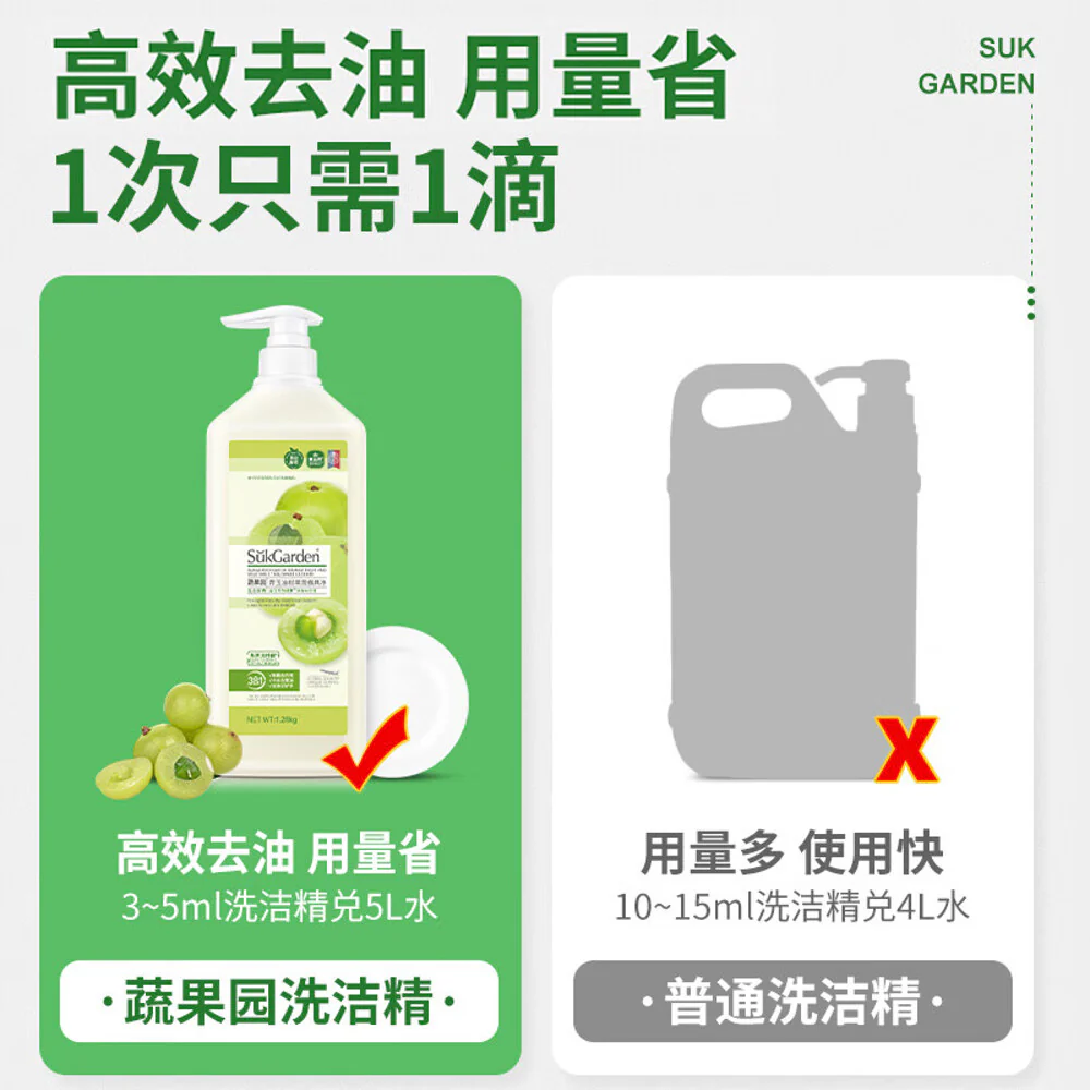 SukGarden Green Olive Fruit and Vegetable Dishwashing Liquid Pump - 1.28kg - Image 4