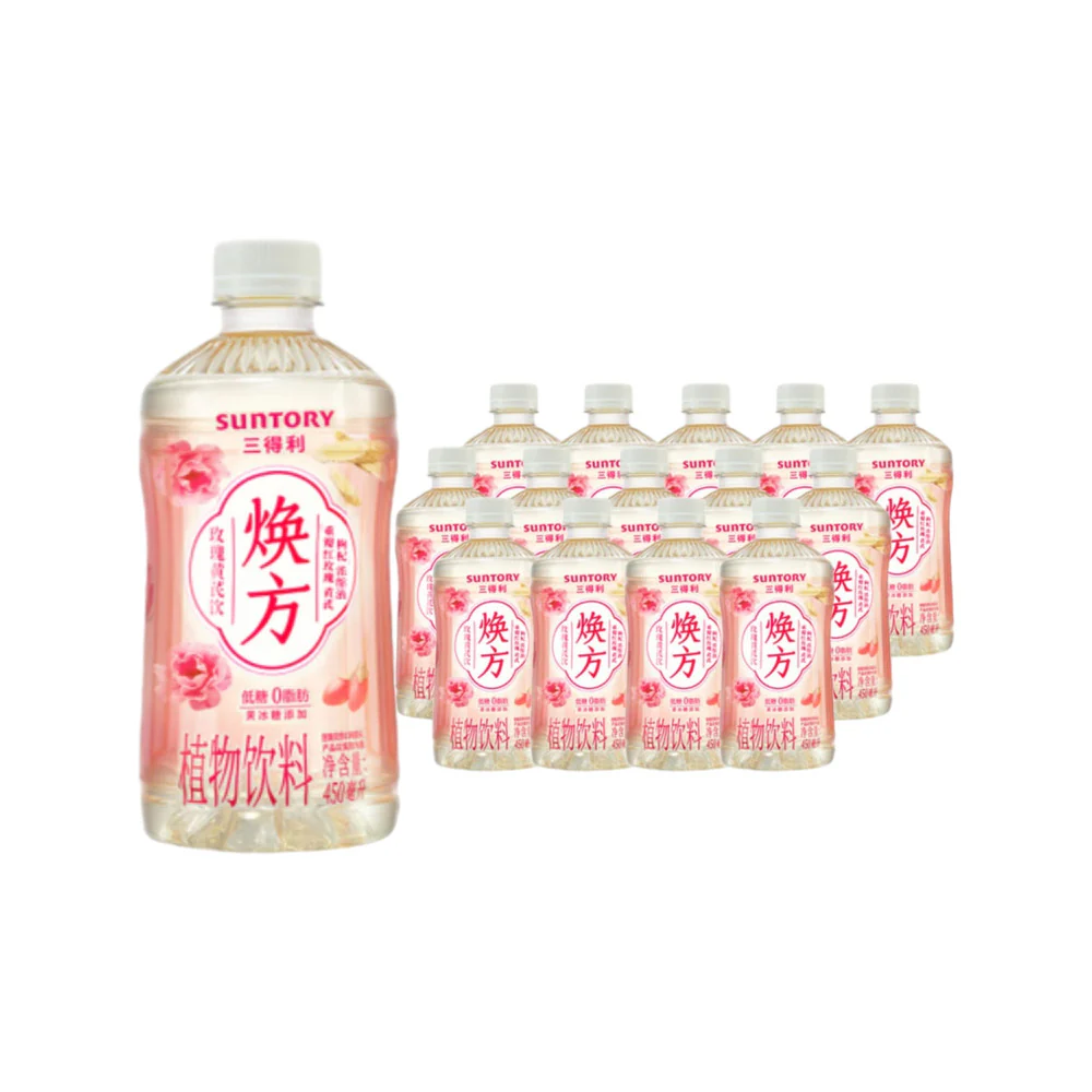 Suntory Huanfang Pink Bottle Rose & Astragalus Beverage - 450ml x 15 Bottles
