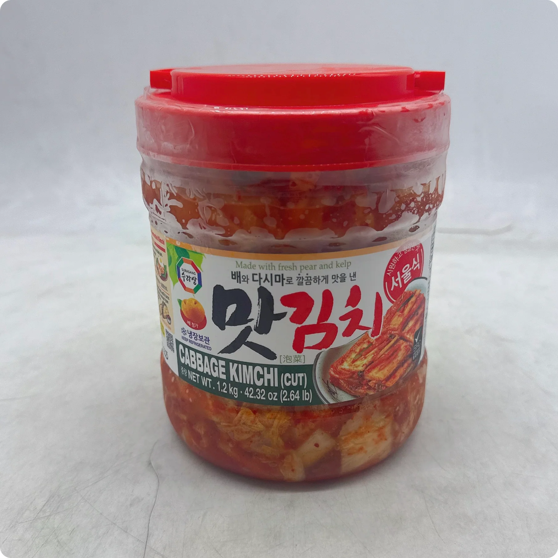 Surasang Cut Cabbage Kimchi 1.2kg (Kimchi Chou) Family Pack – Double-Size Fermented Napa Kimchi with Shingo Pear & Kelp Seasoning - Image 2
