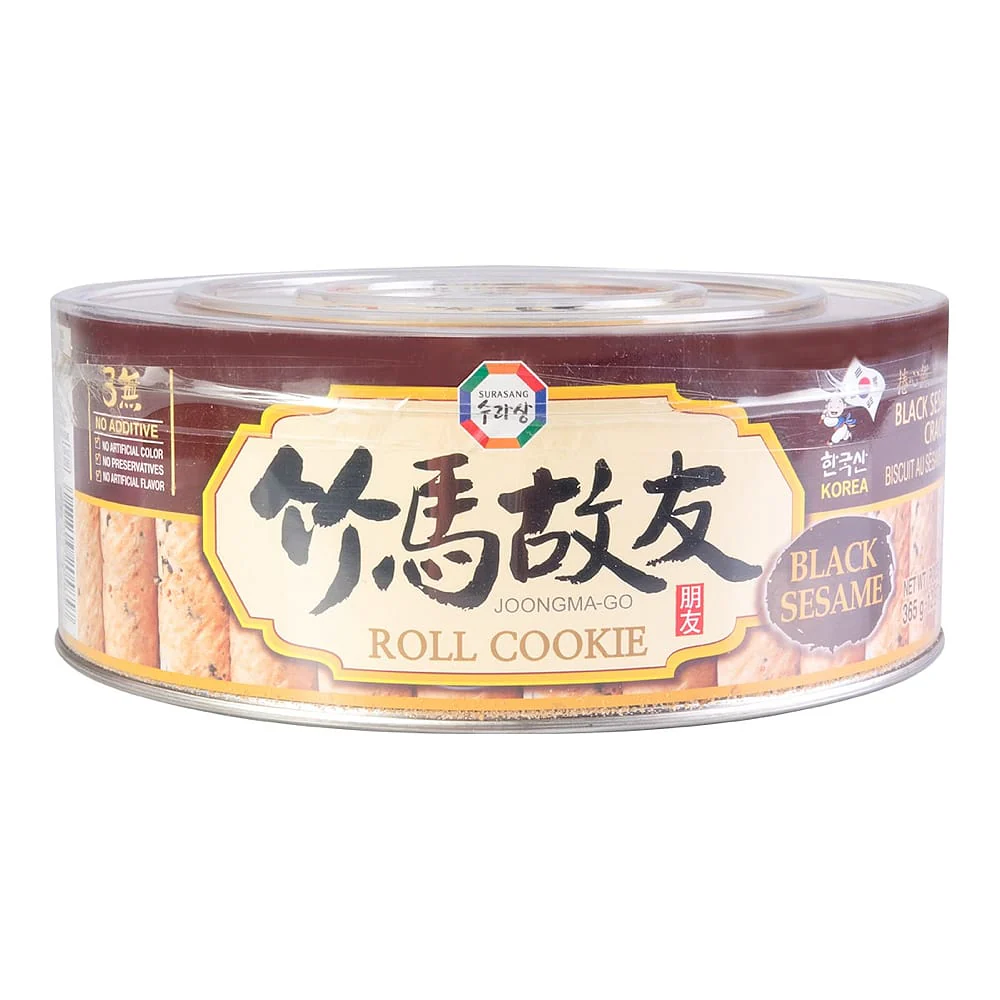 Surasang Korean Traditional Roll Cookies - Black Sesame Flavor, 365g - Image 2