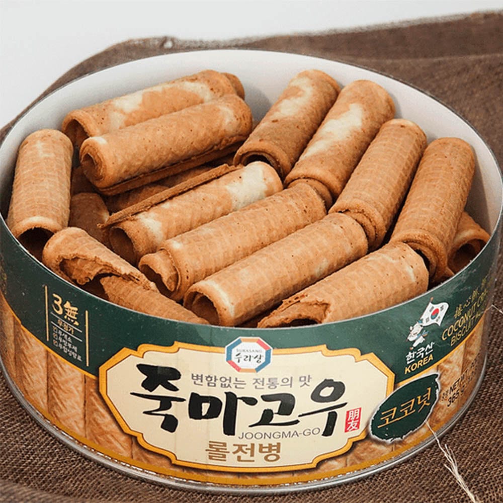 Surasang Traditional Korean Roll Cookies - Coconut Flavor, 365g - Image 3