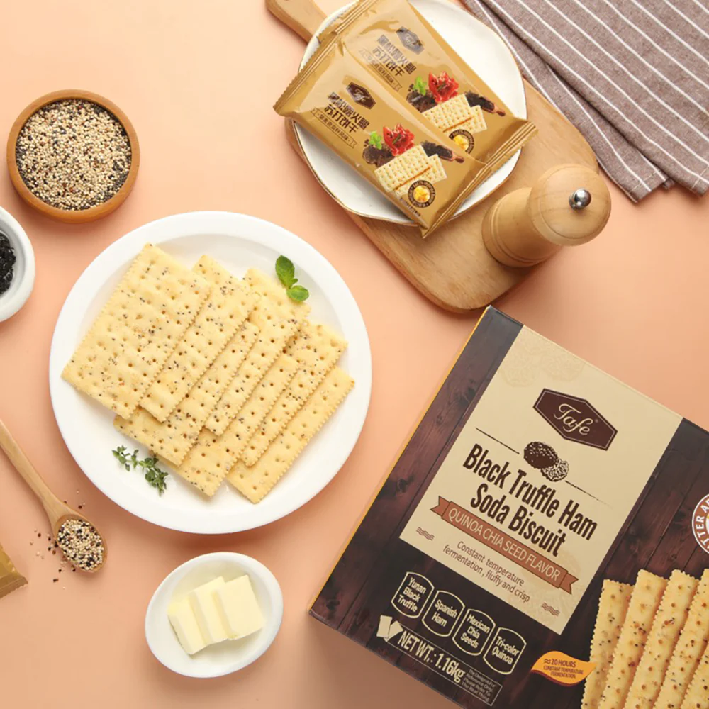 Tafe Black Truffle Ham Soda Biscuits with Quinoa Chia Seed Flavor - 1.16kg - Image 2