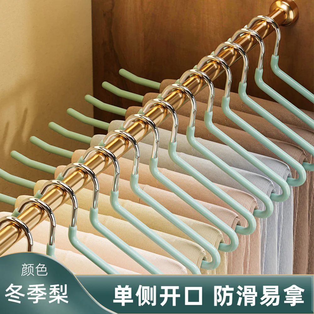Taili Goose-Shaped PVC-Coated Pants Hangers - Gray Green, Set of 5 - Image 4