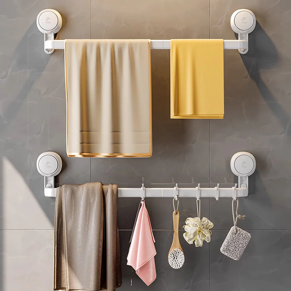 Taili Multi-Function Adjustable Hanging Rod with 10 Hooks - White - Image 2