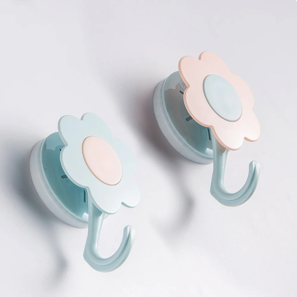 Taili Push Loc Suction Hooks - 2 Pieces, Light Blue & Light Pink, 6*4*9.8cm - Image 2