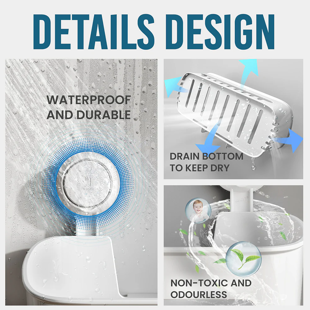 Taili Suction Cup Square Storage Box - White - Image 4