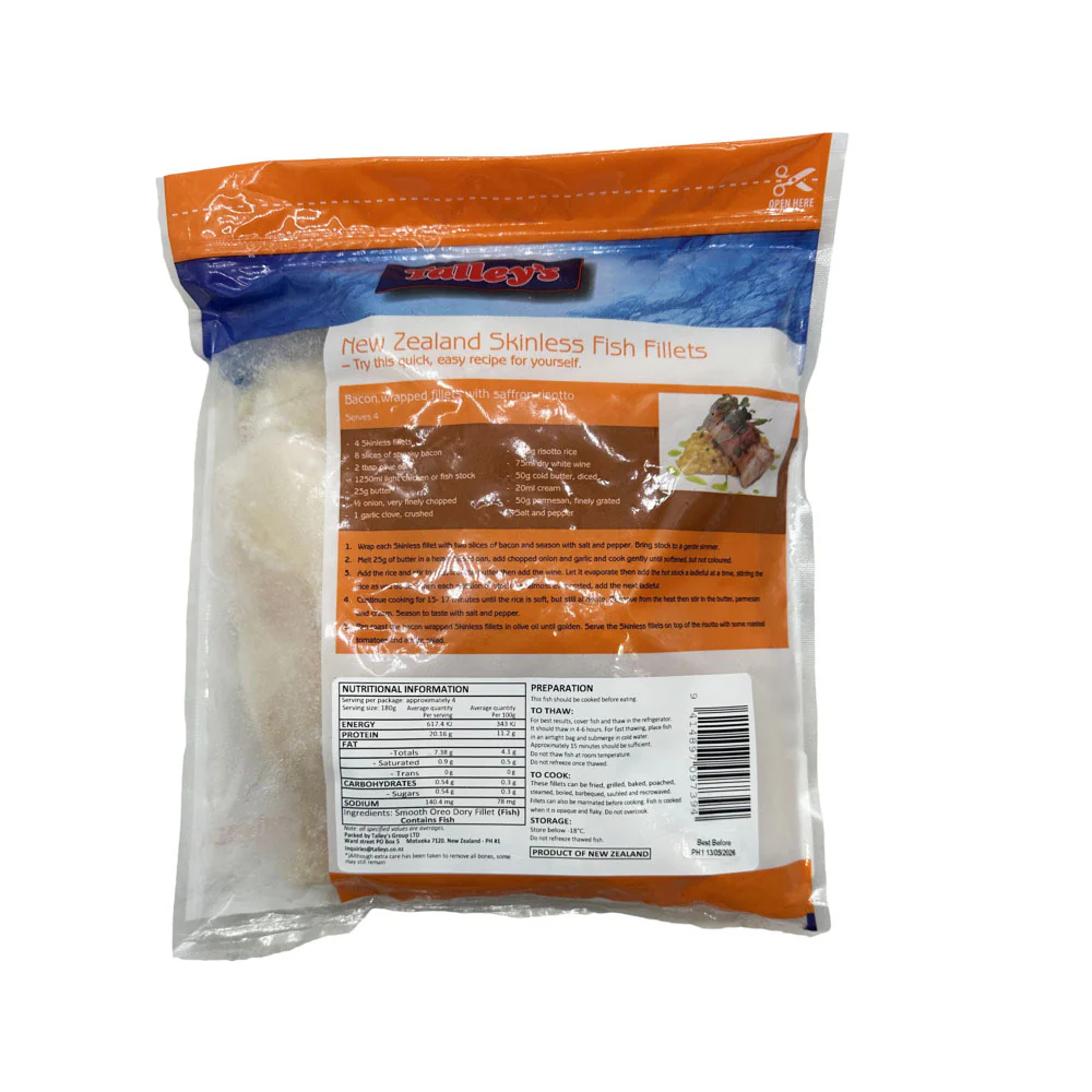 Talley's Frozen Skinless Smooth Dory Fillets - 750g - Image 2
