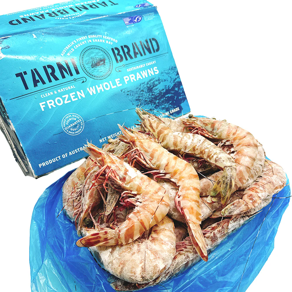 Tarni Brand Raw Brown Tiger Prawns U6/8 - 3kg - Image 2