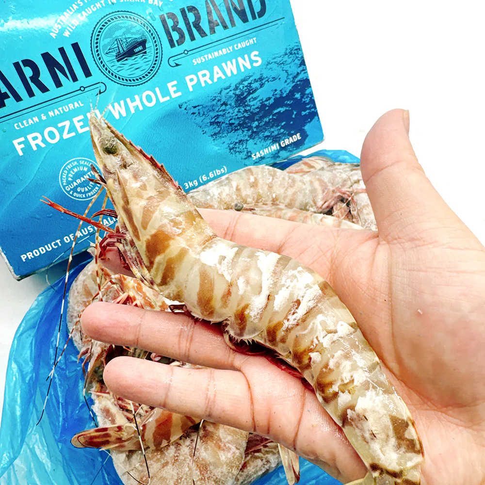 Tarni Brand Raw Brown Tiger Prawns U6/8 - 3kg - Image 3