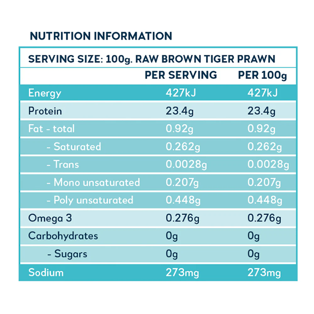 Tarni Brand Sashimi Grade Raw Brown Tiger Prawns Size 16/20 - 3kg - Image 6