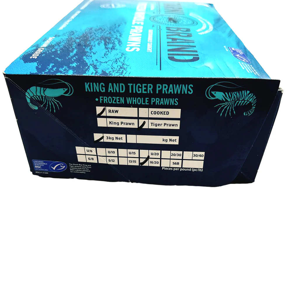 Tarni Brand Sashimi Grade Raw Brown Tiger Prawns Size 16/20 - 3kg - Image 8