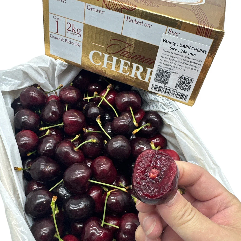 Tasmanian Dark Cherries 34mm+ Gift Box - 2kg - Image 2