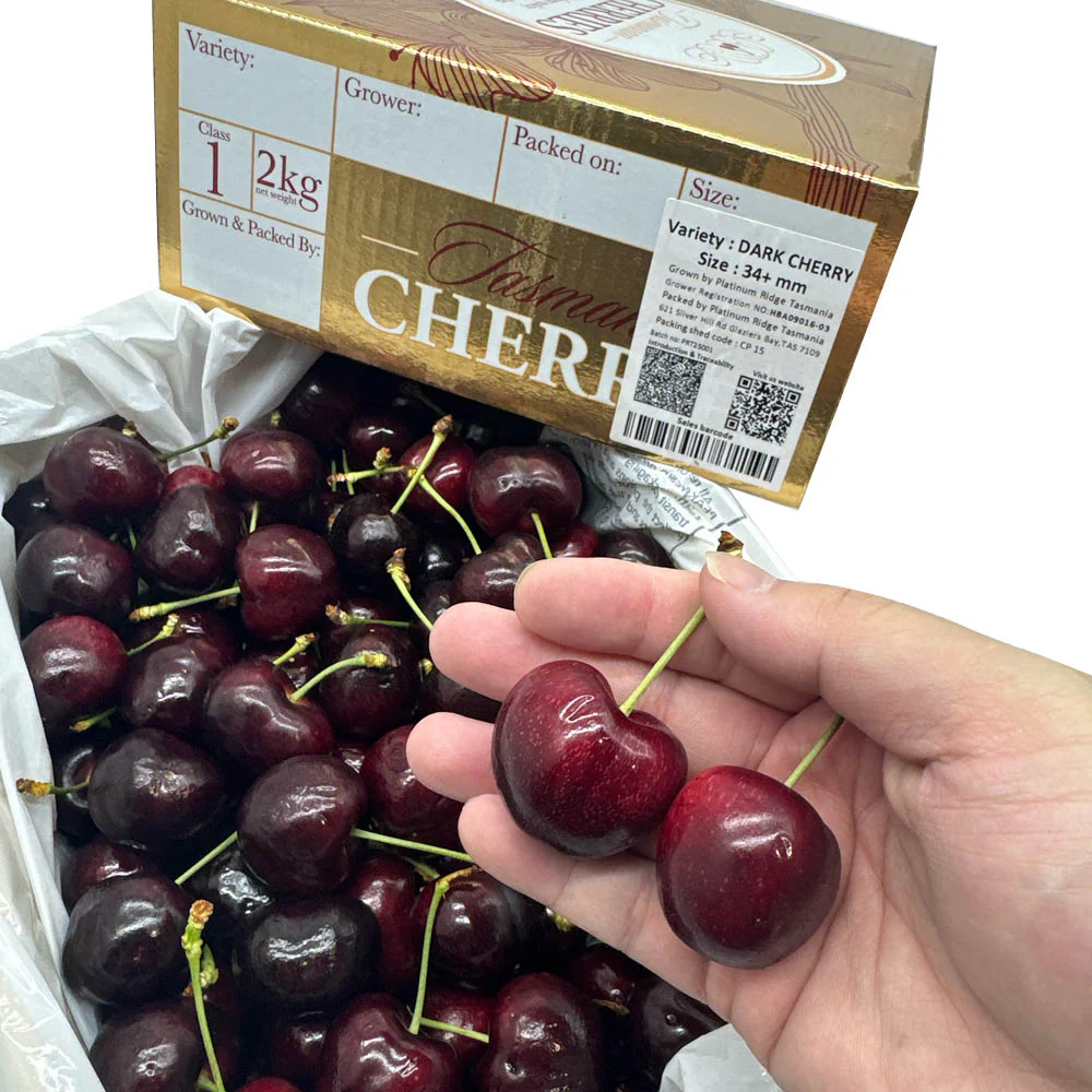 Tasmanian Dark Cherries 34mm+ Gift Box - 2kg - Image 3