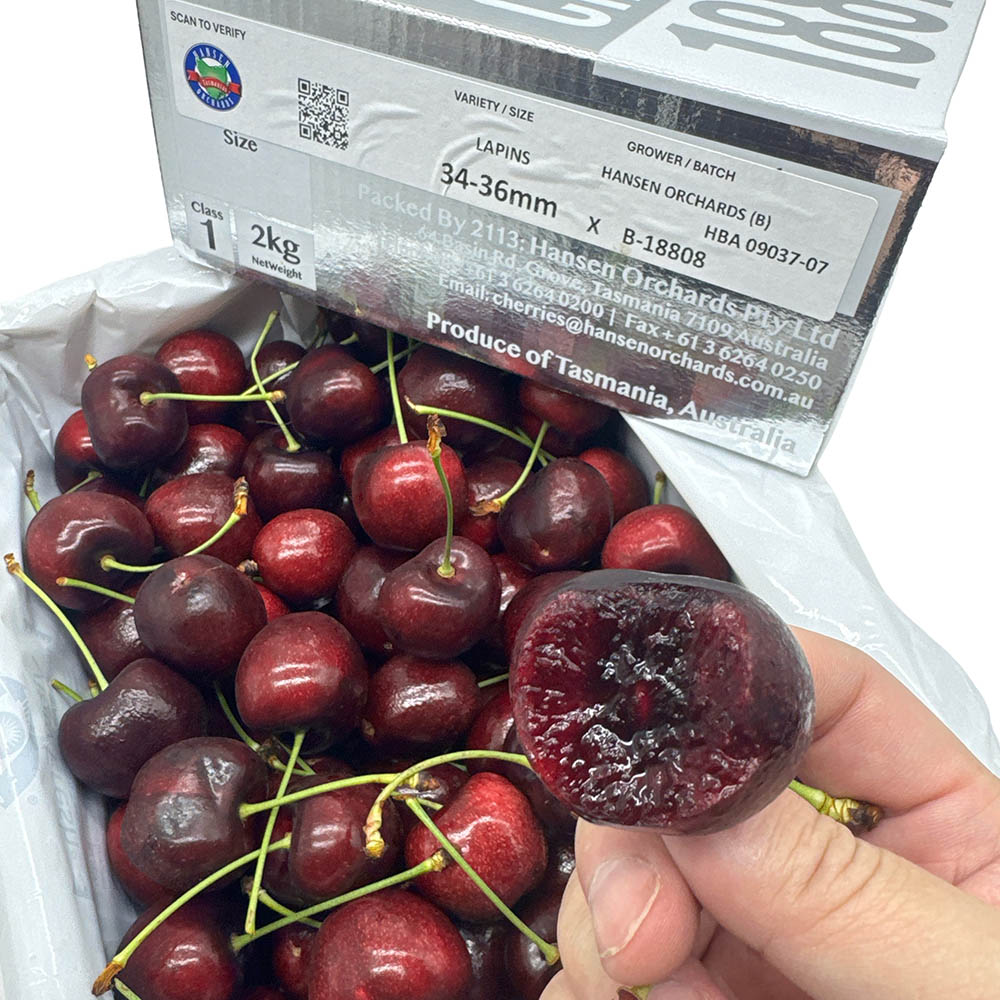 Tasmanian Hansen Lapin Cherries 34-36mm Gift Box 2kg - Image 2