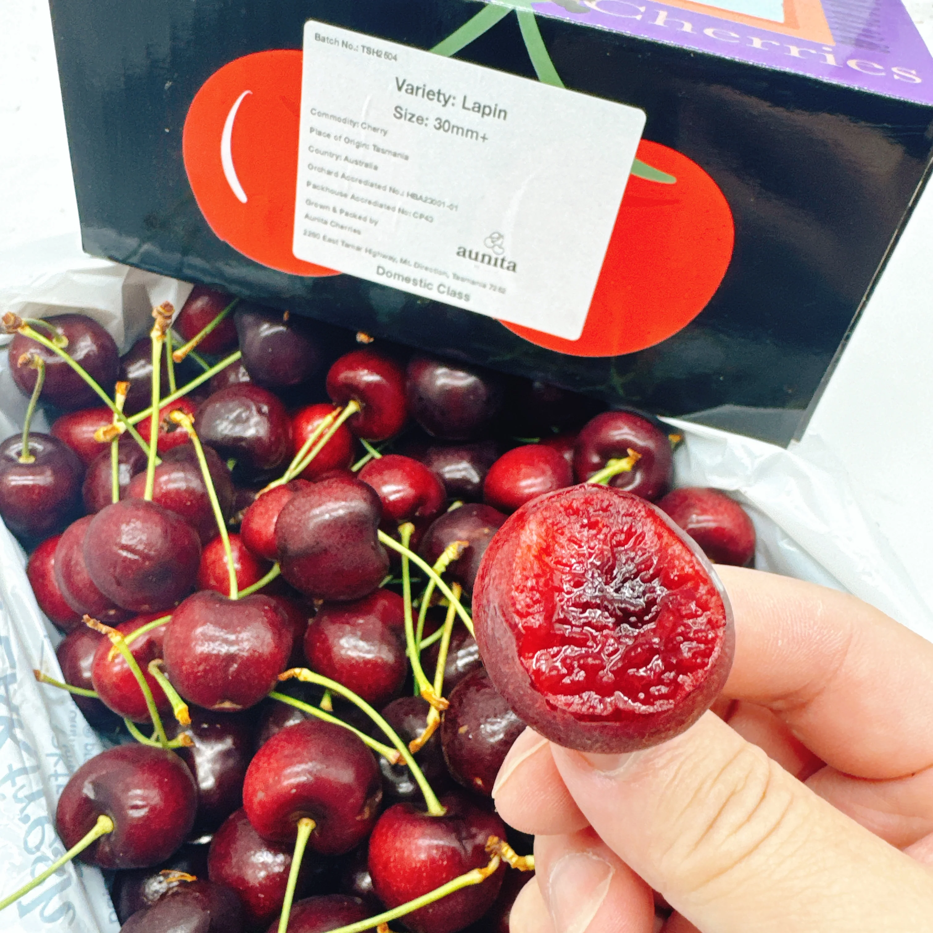 Tasmanian Lapin Cherries Gift Box 30-32mm - 2kg - Image 3