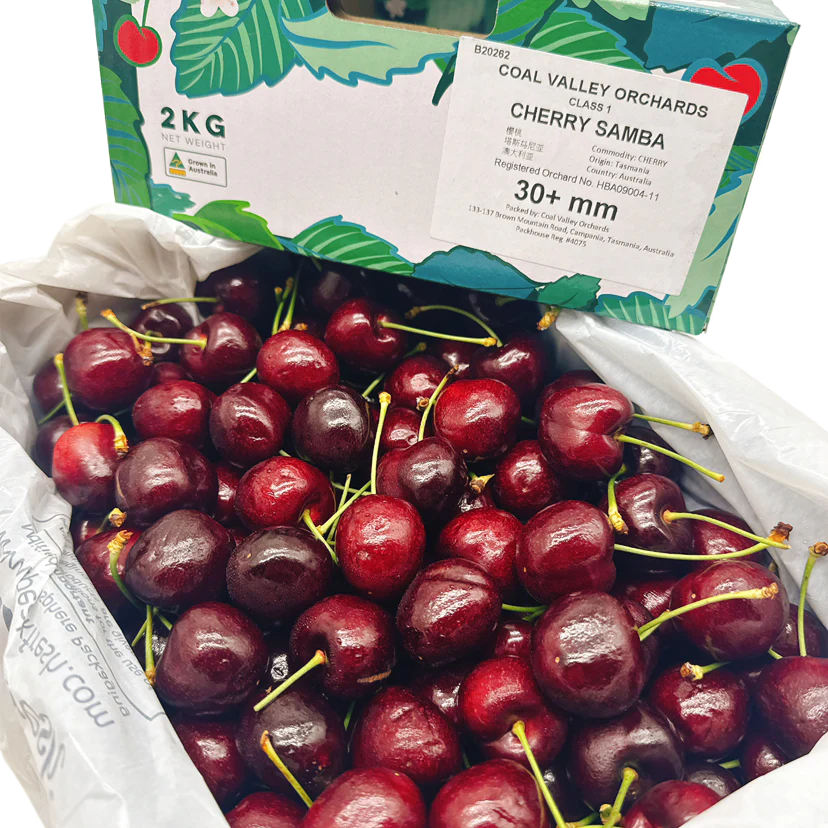 Tasmanian Samba Cherries Gift Box 30mm+ - 2kg - Image 2