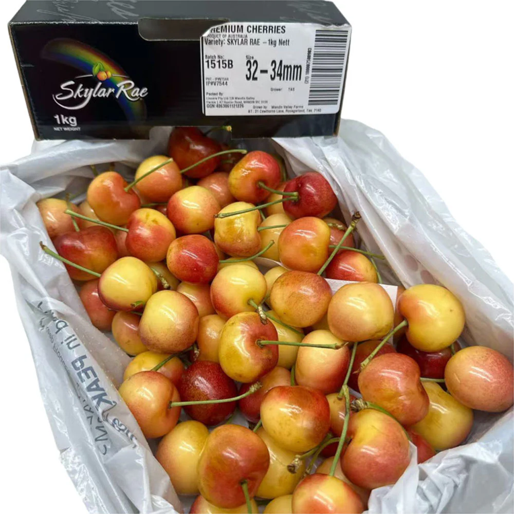 Tasmanian Skylar Rae White Cherries Gift Box 32–34mm 1kg - Image 5