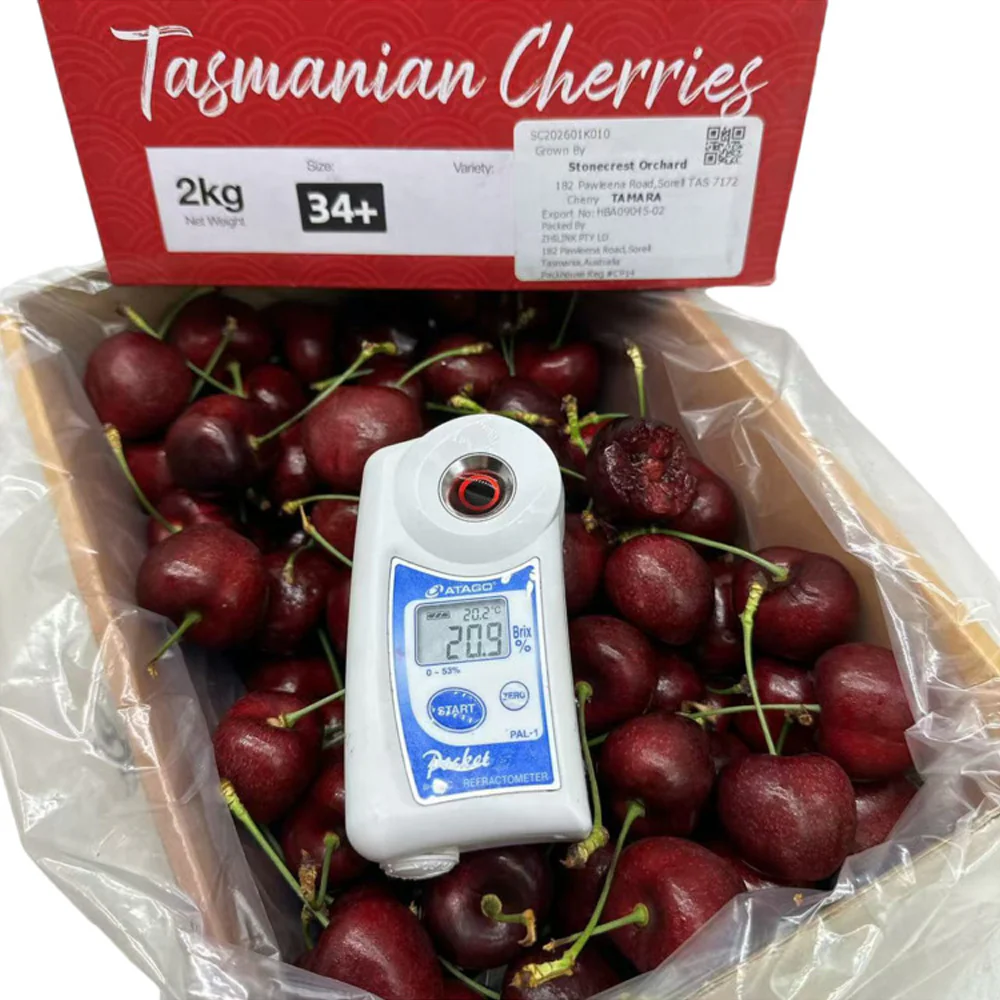 Tasmanian Tamara Cherries Gift Box 2kg (Size 34mm+) - Image 2
