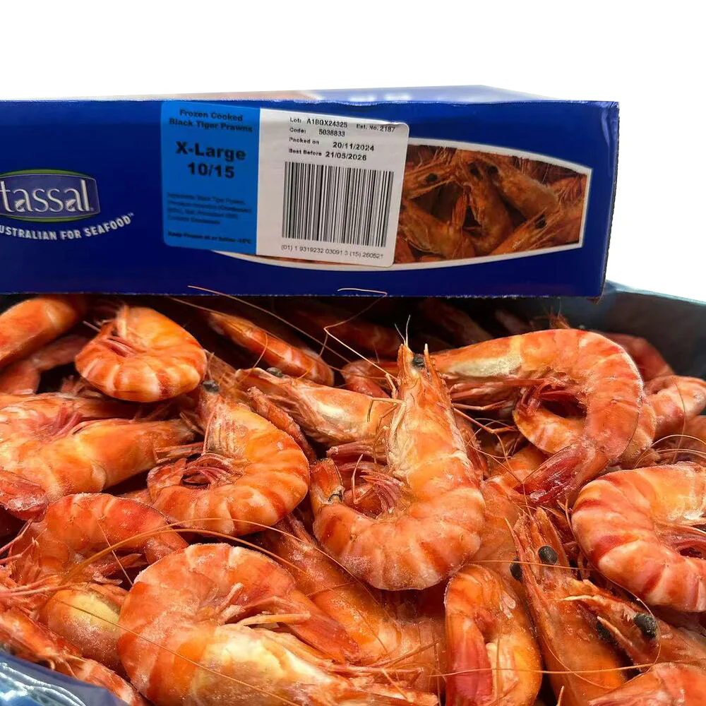 Tassal Australian Cooked Black Tiger Prawns (Frozen), XL Size 10/15 – 500g - Image 2
