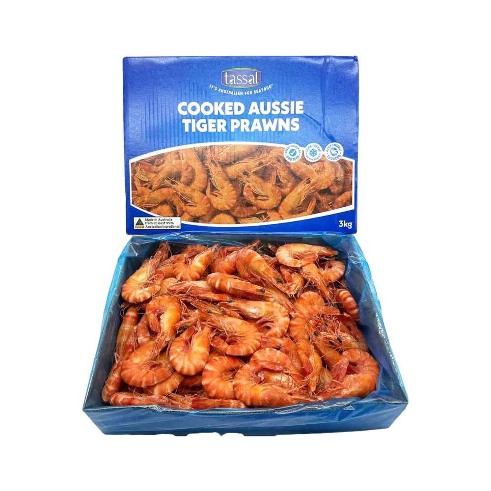 Tassal Australian Cooked Black Tiger Prawns (Frozen), XL Size 10/15 – 500g - Image 3