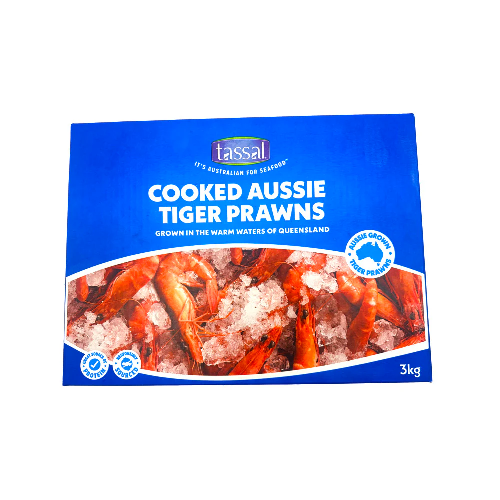 Tassal Frozen Cooked Aussie Tiger Prawns Medium Size 21/30 - 3kg - Image 3