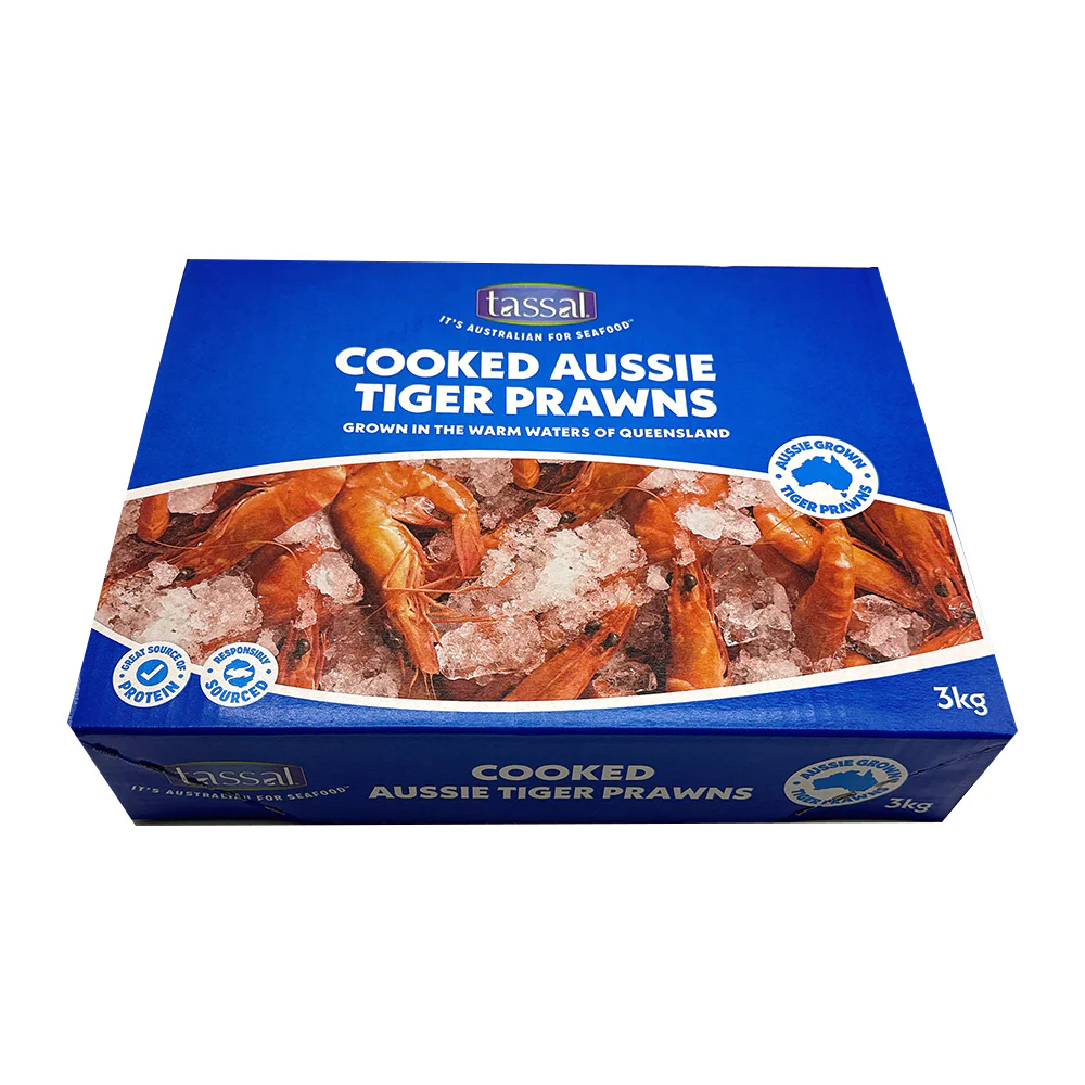 Tassal Frozen Cooked Australian Black Tiger Prawns Large Size 16/20 - 3kg - Image 6