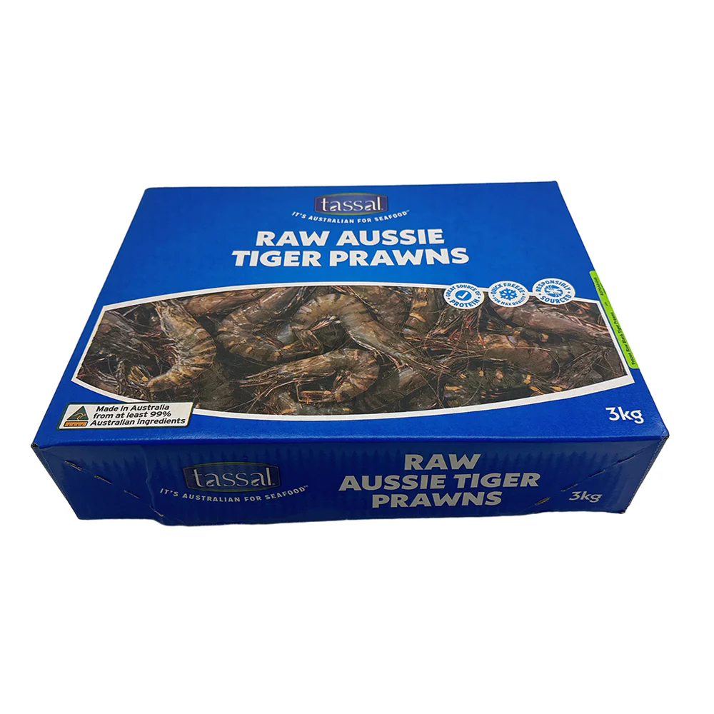 Tassal Frozen Raw Black Tiger Prawns M Size 21/30 - 3kg - Image 5