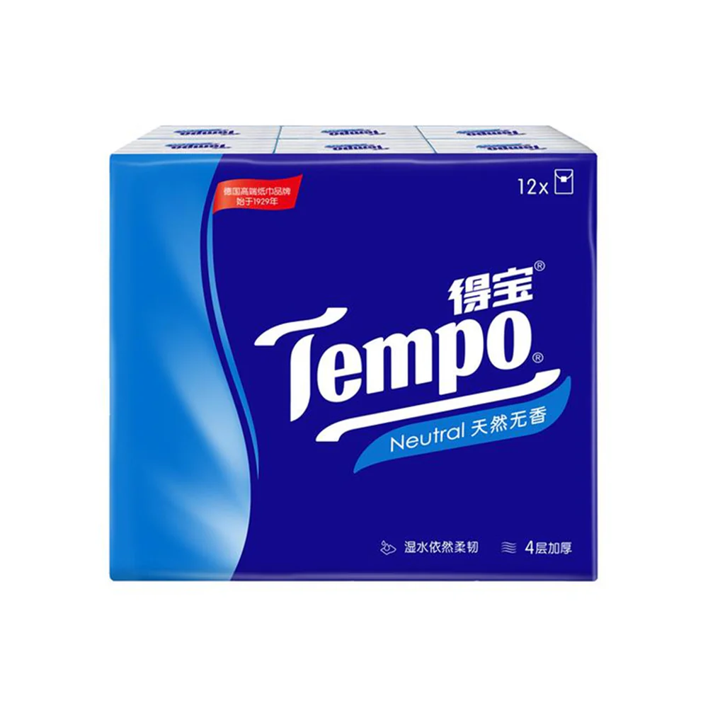 Tempo Mini Handkerchief Tissues, Unscented Natural, 7 Sheets per Pack, 12 Packs - Image 3