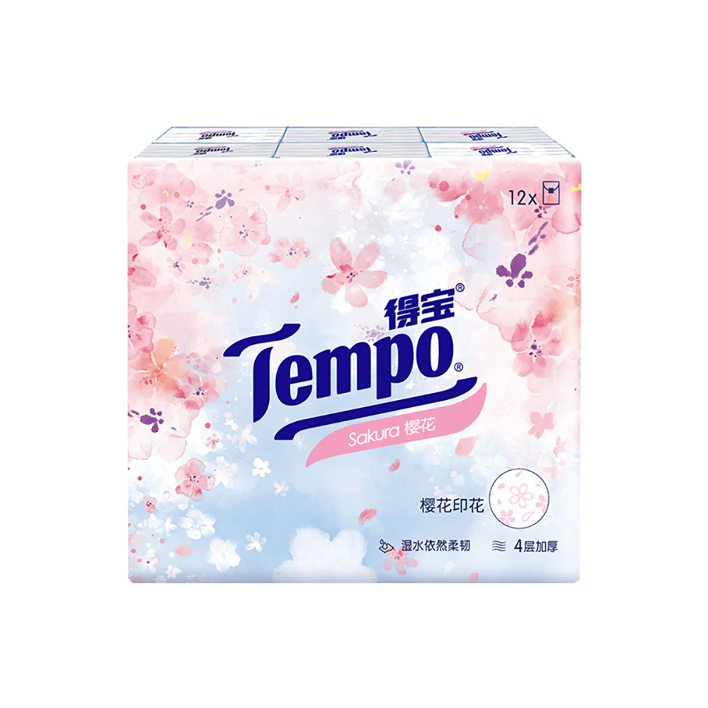 Tempo Sakura Scented 4-Ply Pocket Tissues – 7 Sheets × 12 Packs × 2 Bags - Travel Tissue Paper - Image 2