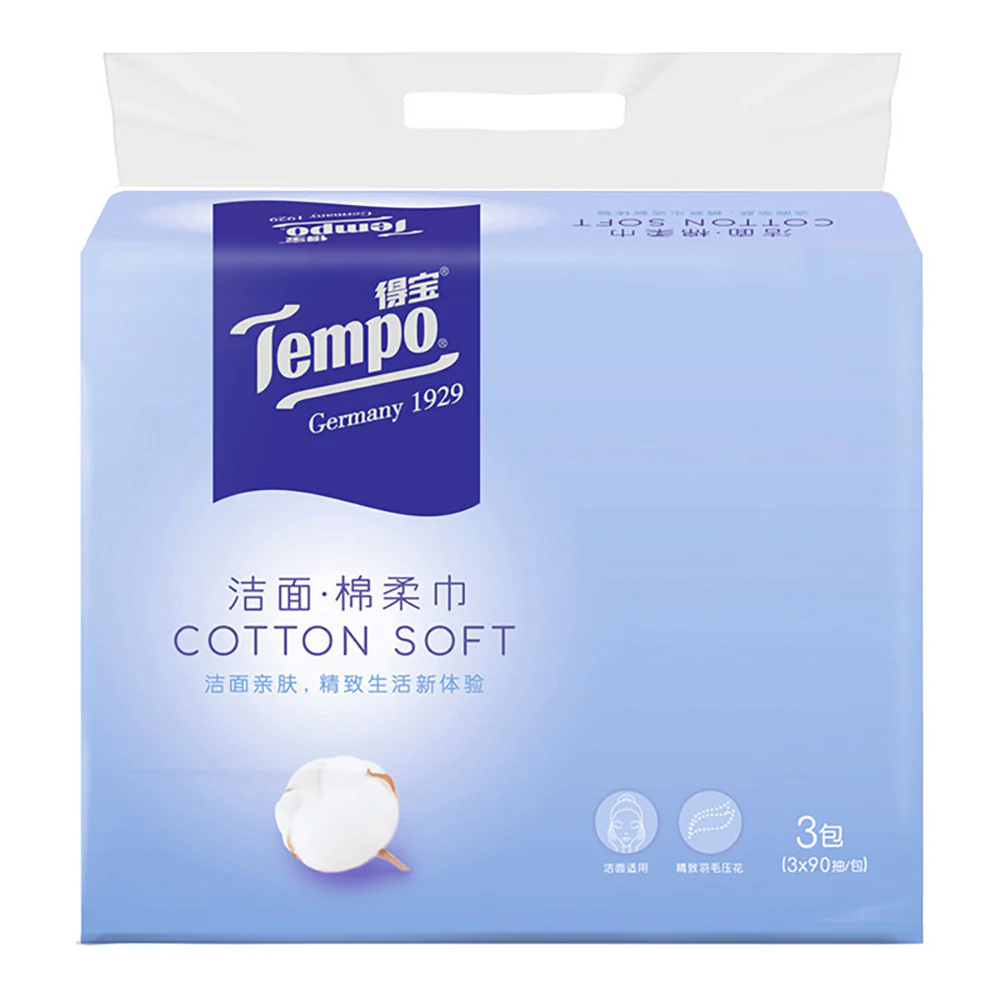 Tempo Soft Cotton Towels, 90 Sheets per Pack, 3 Packs Included - Image 3