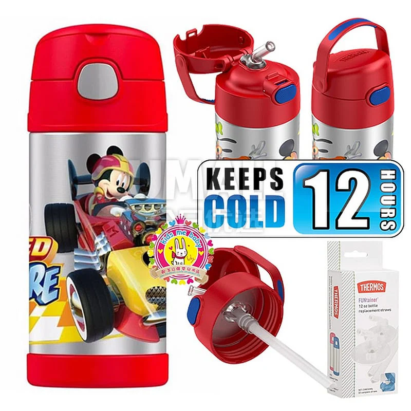 THERMOS Stainless Steel Vacuum Insulated Straw Bottle - Mickey Adventure Red 355ml - Image 2