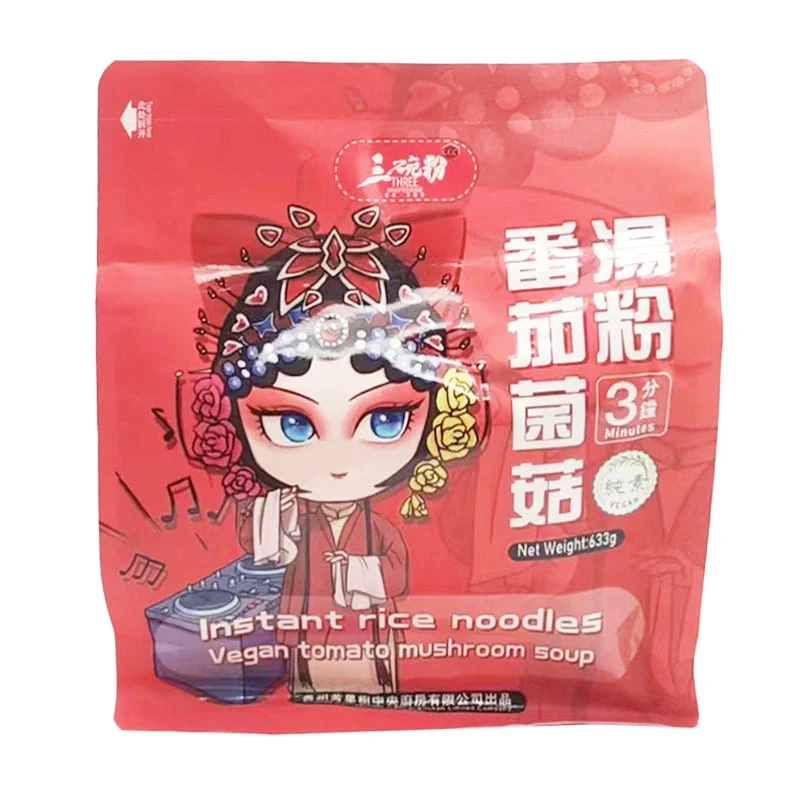 Three Bowls Instant Rice Noodles - Vegan Tomato Mushroom Soup - 633g