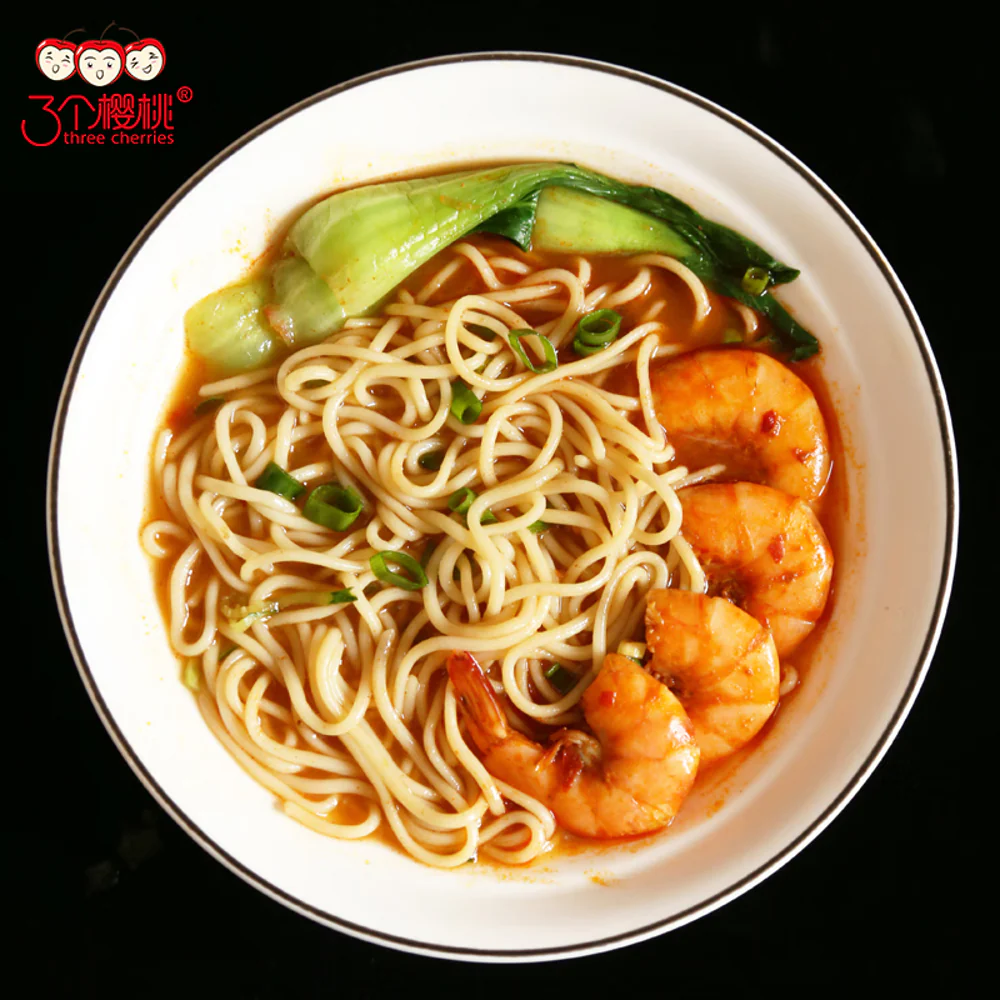 Three Cherries Xinjiang Style Hand-Pulled Noodles 400g – Thick Latiaozi Wheat Noodles - Image 2