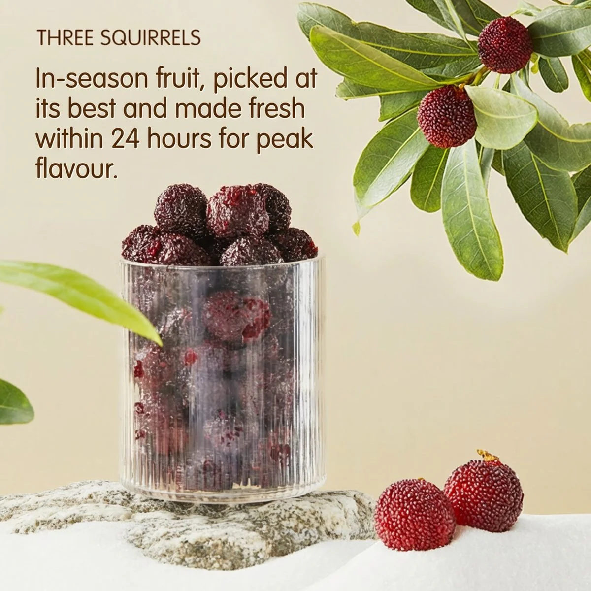 Three Squirrels Frost Blossom Bayberry 138g - Candied Dried Bayberry Snack - Image 2