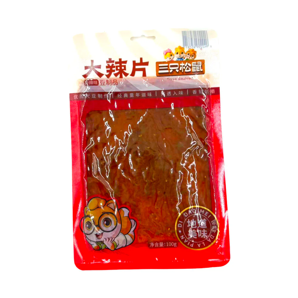 Three Squirrels Spicy Bean Curd Sheets (Hot Chili Flavour) 100g