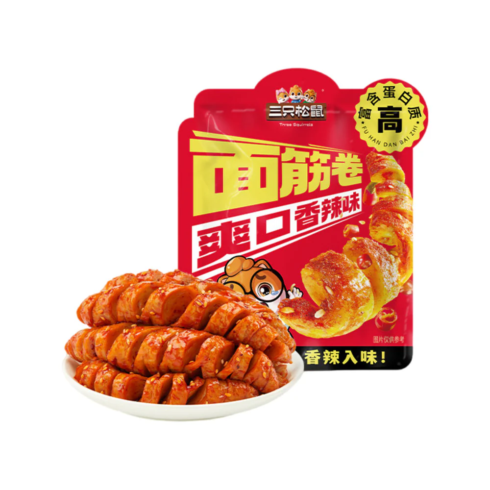 Three Squirrels Spicy Wheat Gluten Rolls 250g