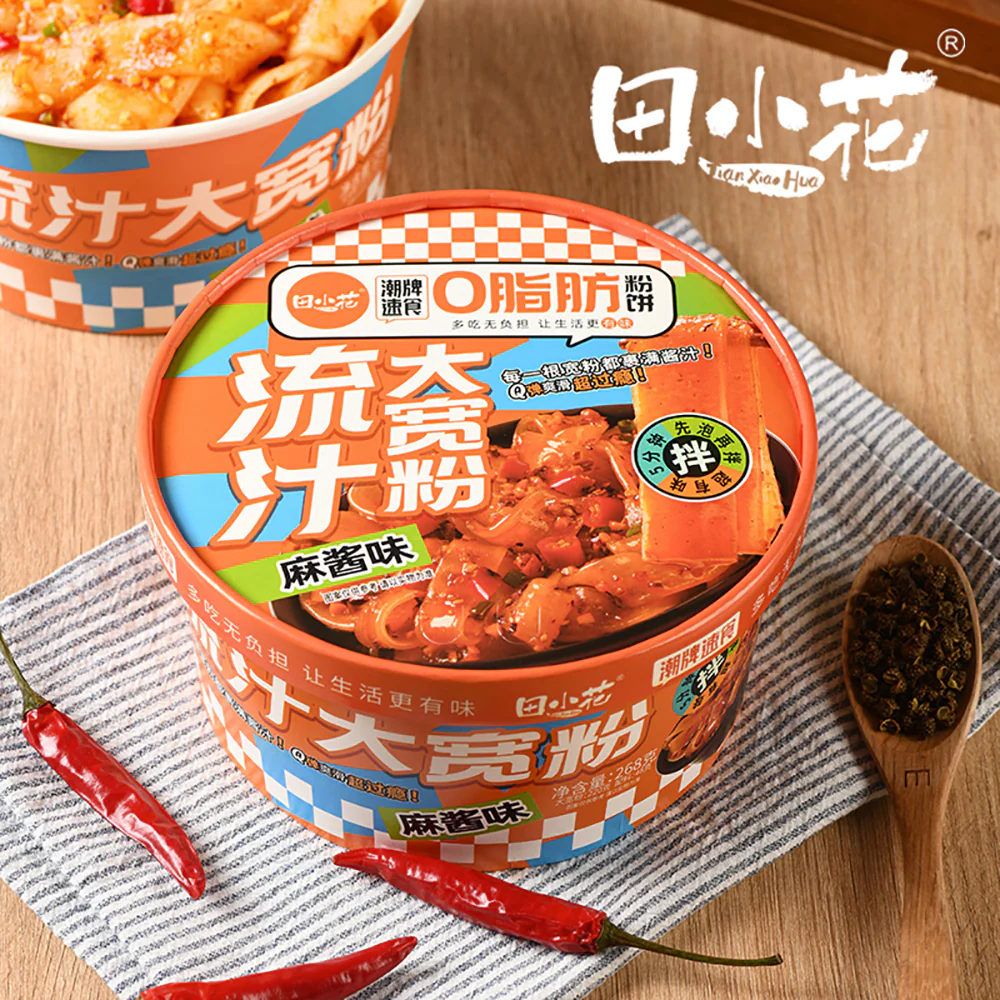 Tian Xiao Hua Zero Fat Wide Noodles with Sesame Sauce - Bowl 288g - Image 4