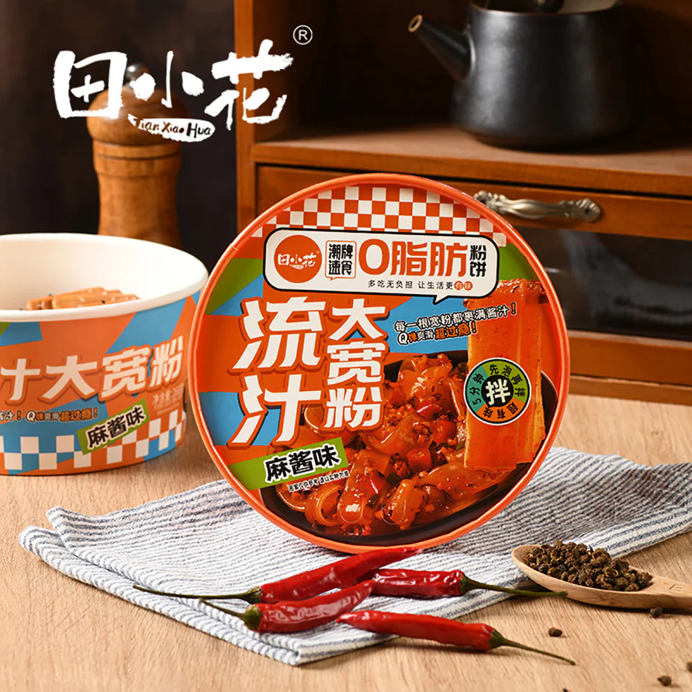 Tian Xiao Hua Zero Fat Wide Noodles with Sesame Sauce - Bowl 288g - Image 5