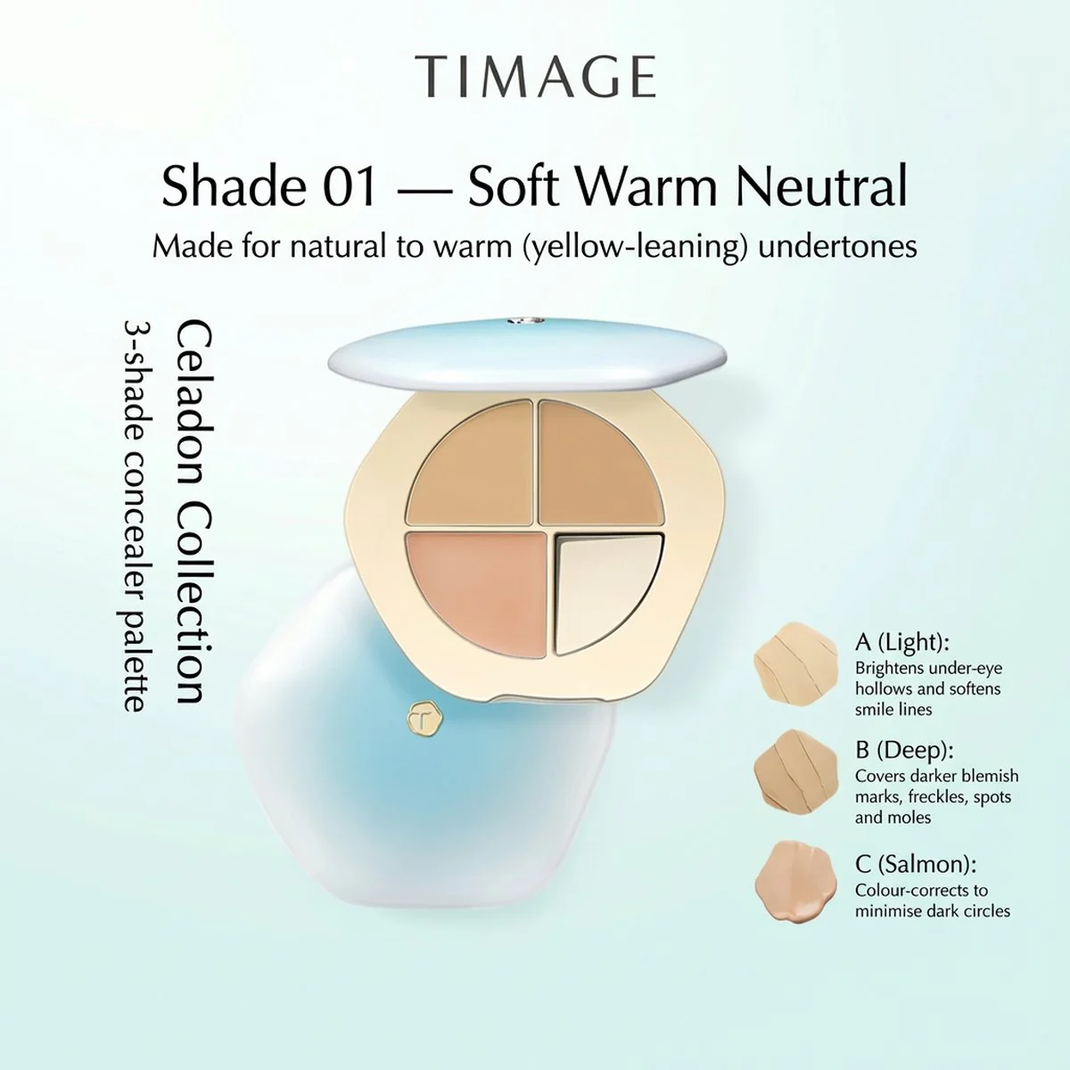 TIMAGE Three-Color Concealer Palette #02 Jade 5g - Image 2