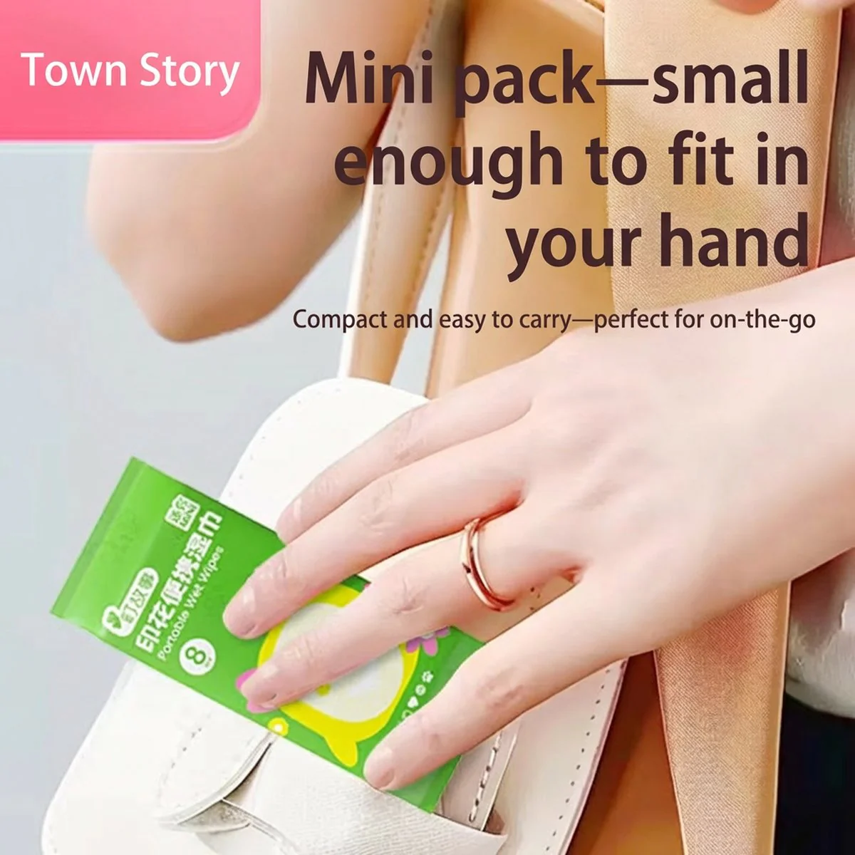 Ting Gushi Soft Printed Hand Wet Wipes, 8 Wipes x 6 Packs - Image 4