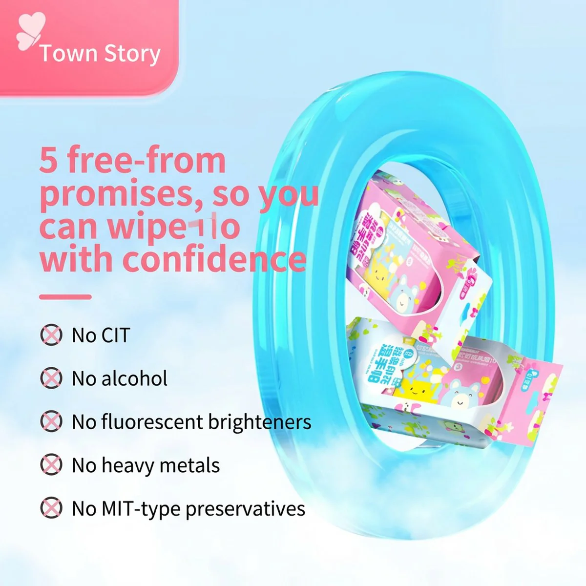 Ting Gushi Soft Printed Hand Wet Wipes, 8 Wipes x 6 Packs - Image 5