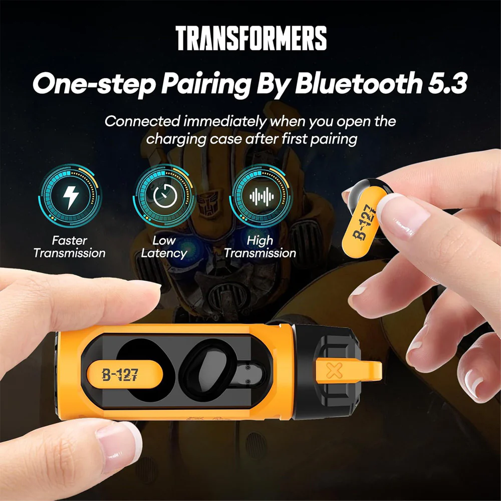 Transformers TF-T11 Low Latency Sports Earbuds - Yellow - Image 4
