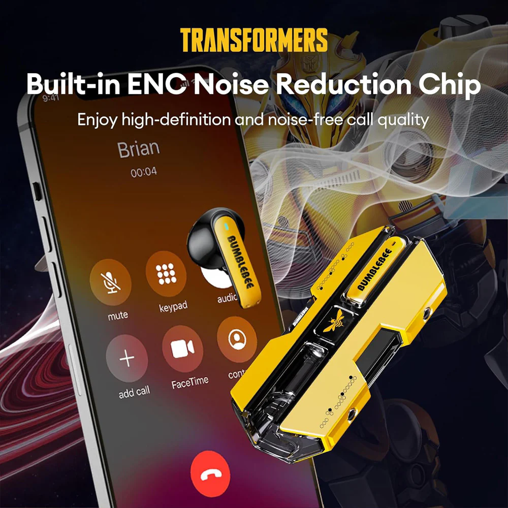 Transformers True Wireless Bluetooth Earbuds T01 - Black - Image 4