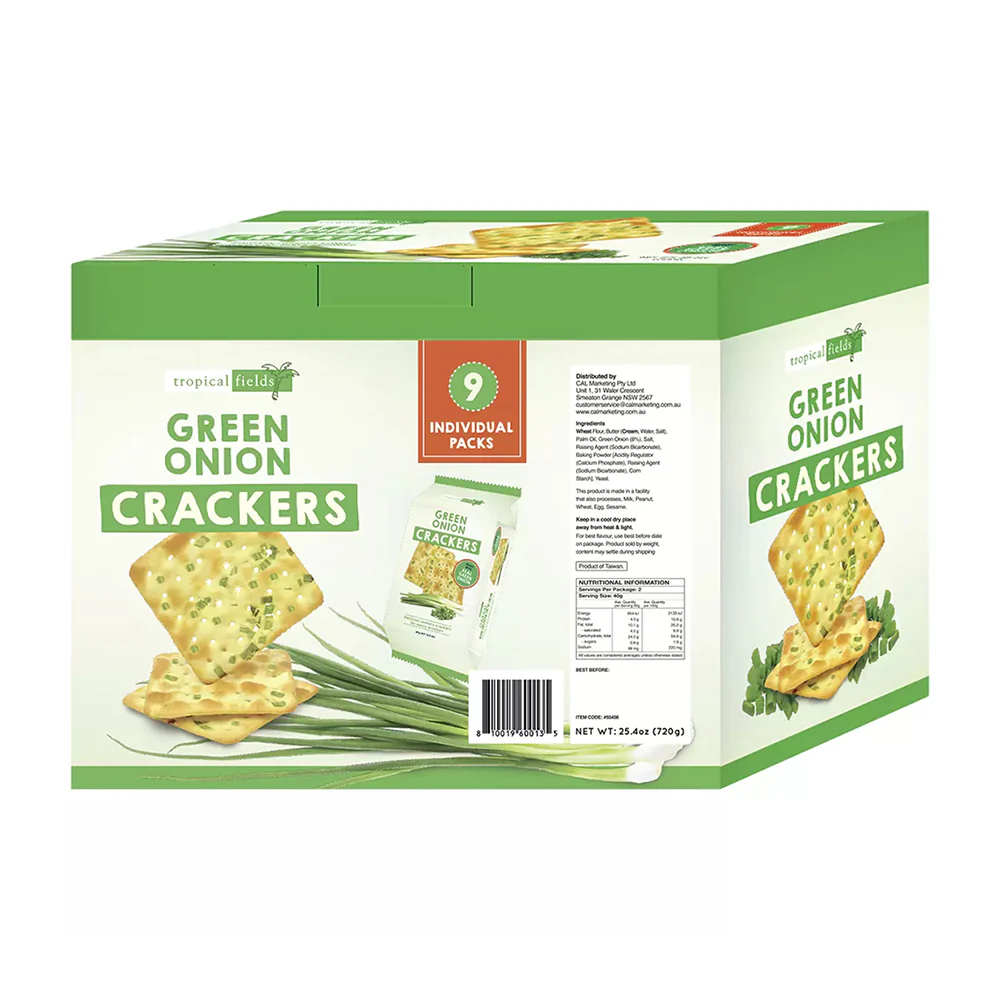 Tropical Fields Green Onion Crackers - 9 Packs of 80g - Image 3