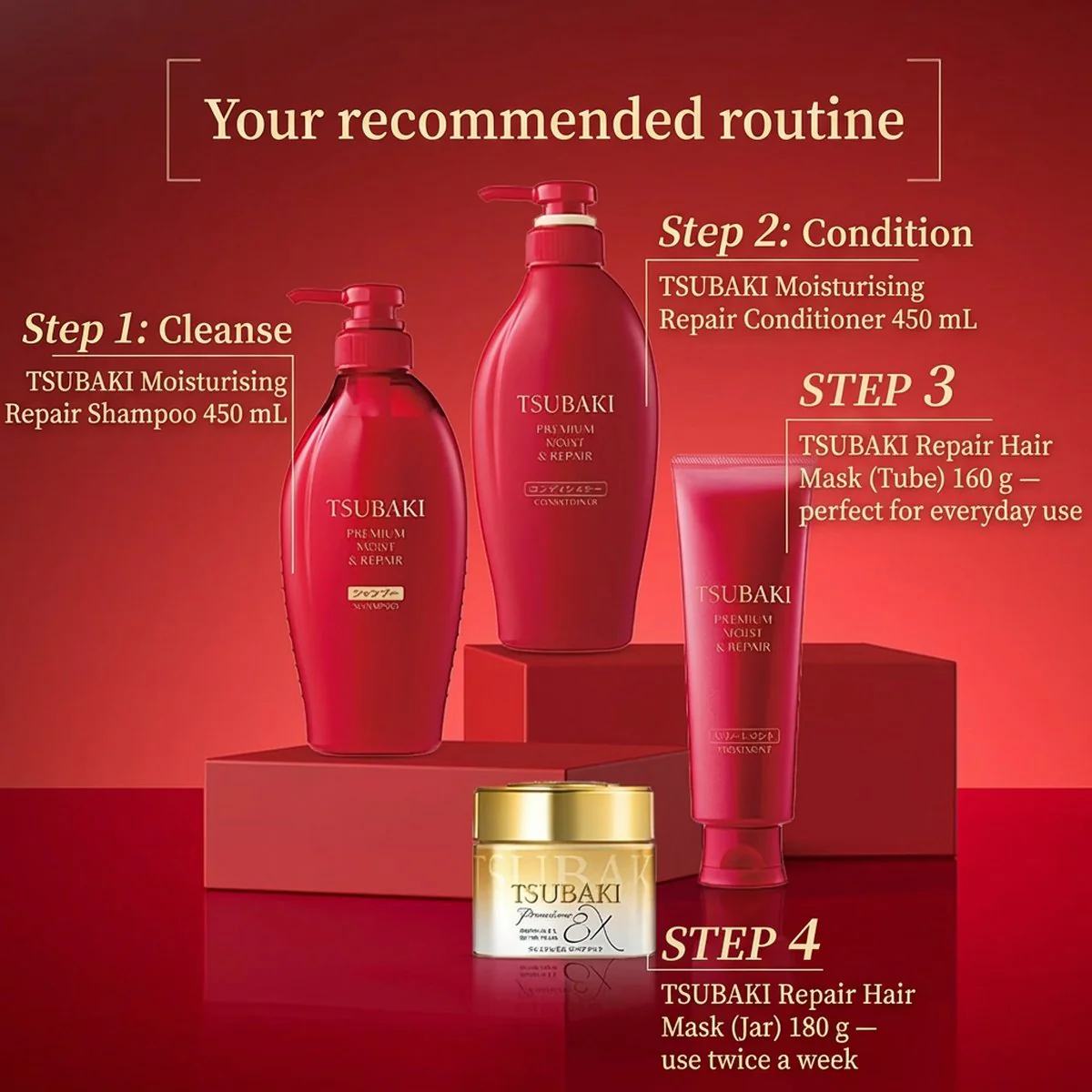 Tsubaki Premium Moist & Repair Shampoo & Conditioner Set 450ml + 450ml - Image 2