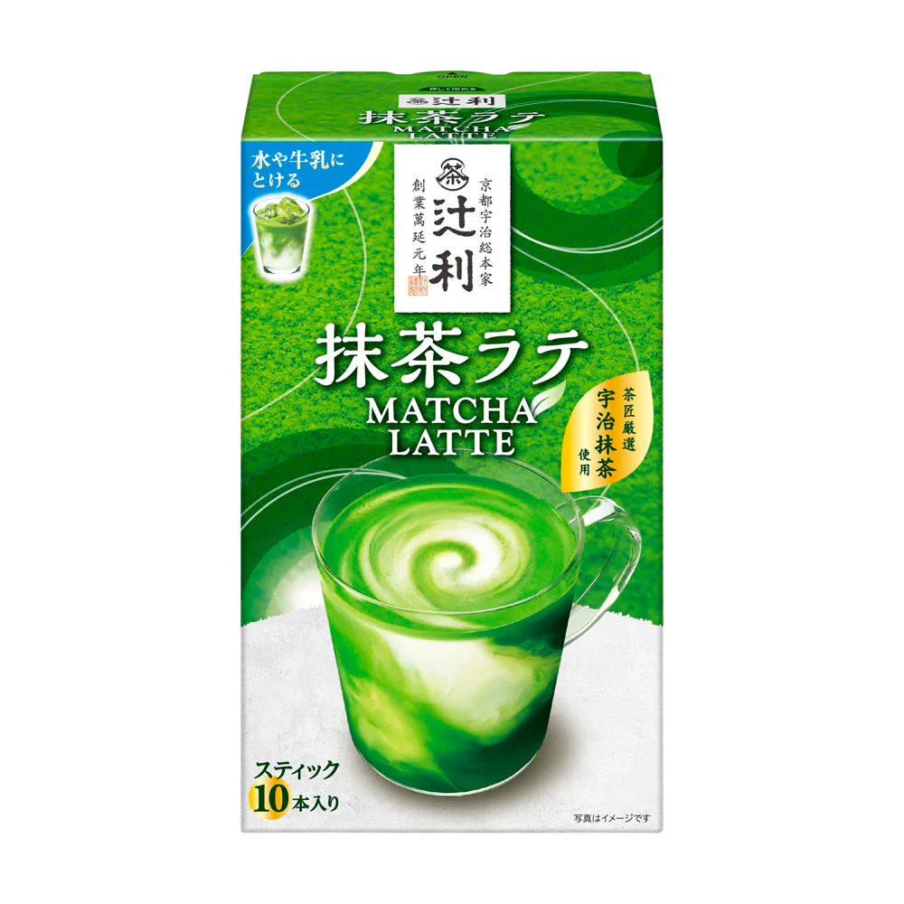 Tsujiri Matcha Latte – Uji Matcha, 10 Sticks (130g) - Instant Japanese Green Tea Latte Powder