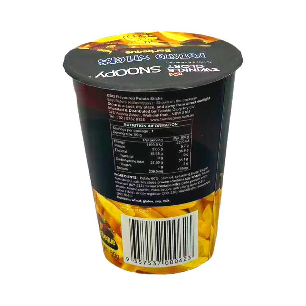 Twinkle Glory Snoopy Barbecue Potato Sticks Cup 50g - Image 2