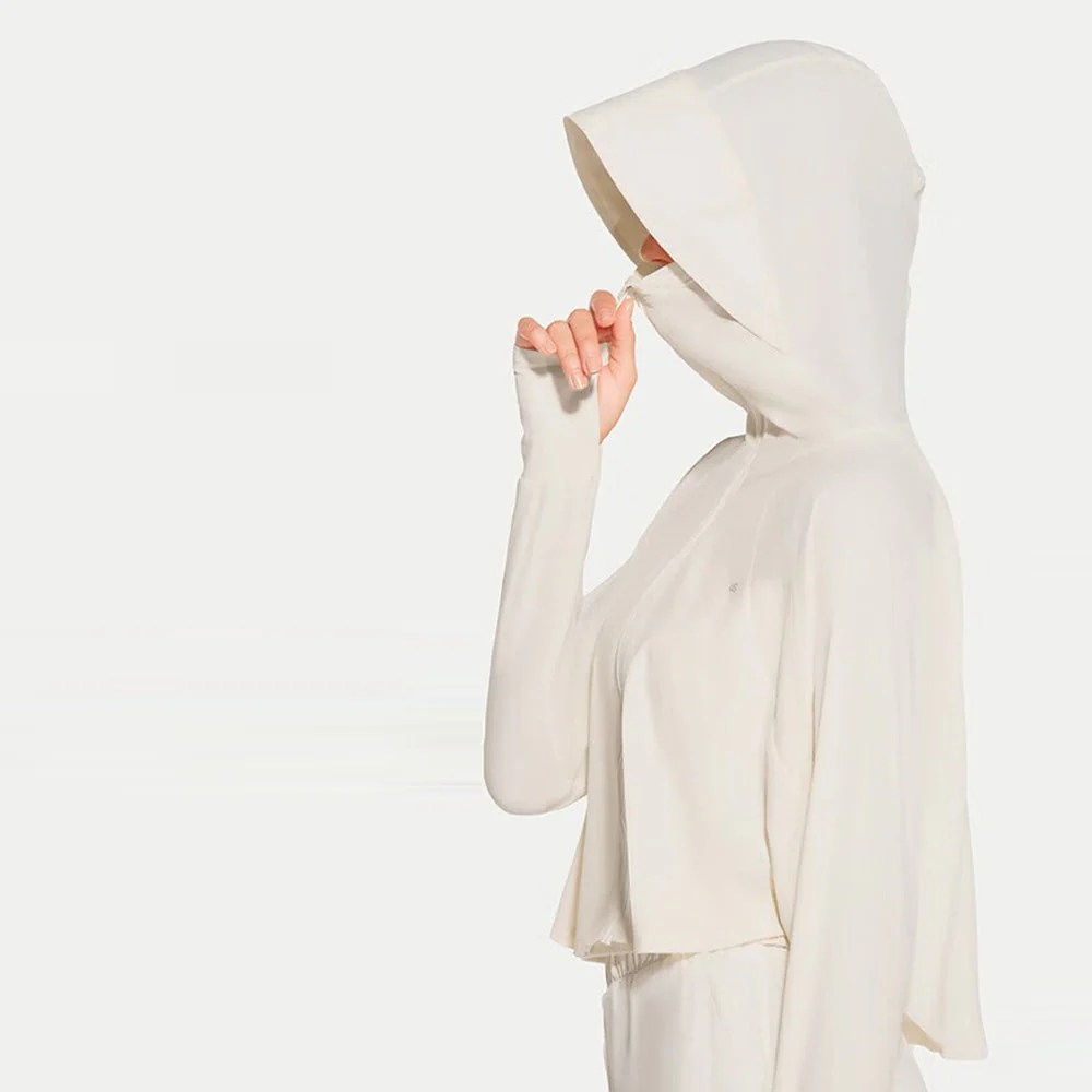 Ubras Hooded Sun Protection Jacket - Cream Yellow, Size L - Image 2